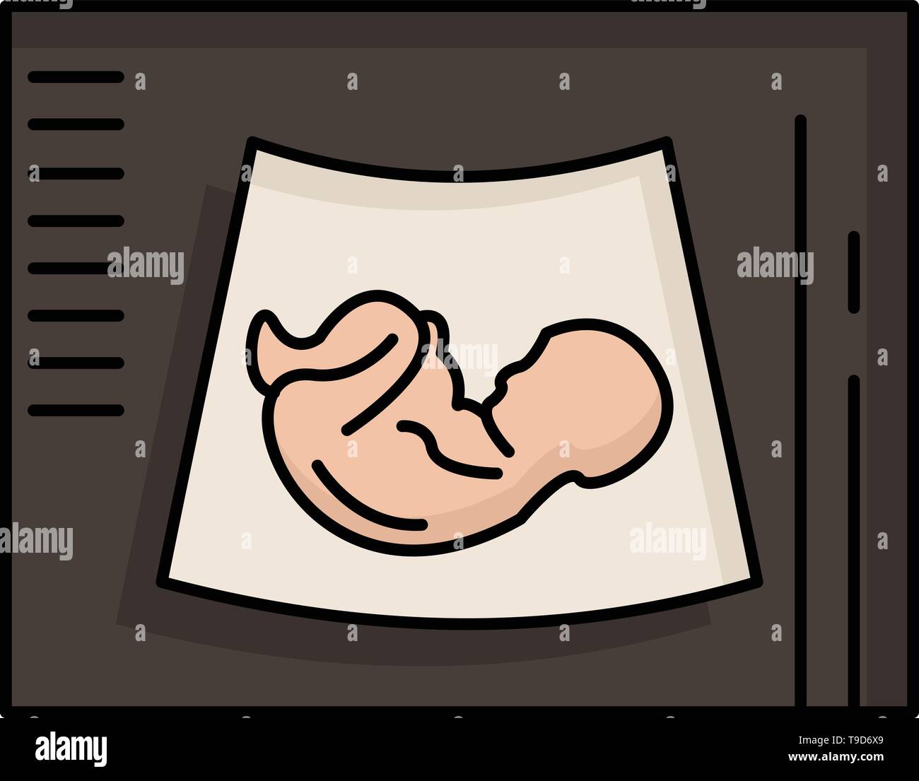La maternité, la grossesse, l'échographie, bébé, échographie couleur plate  vecteur icône Image Vectorielle Stock - Alamy