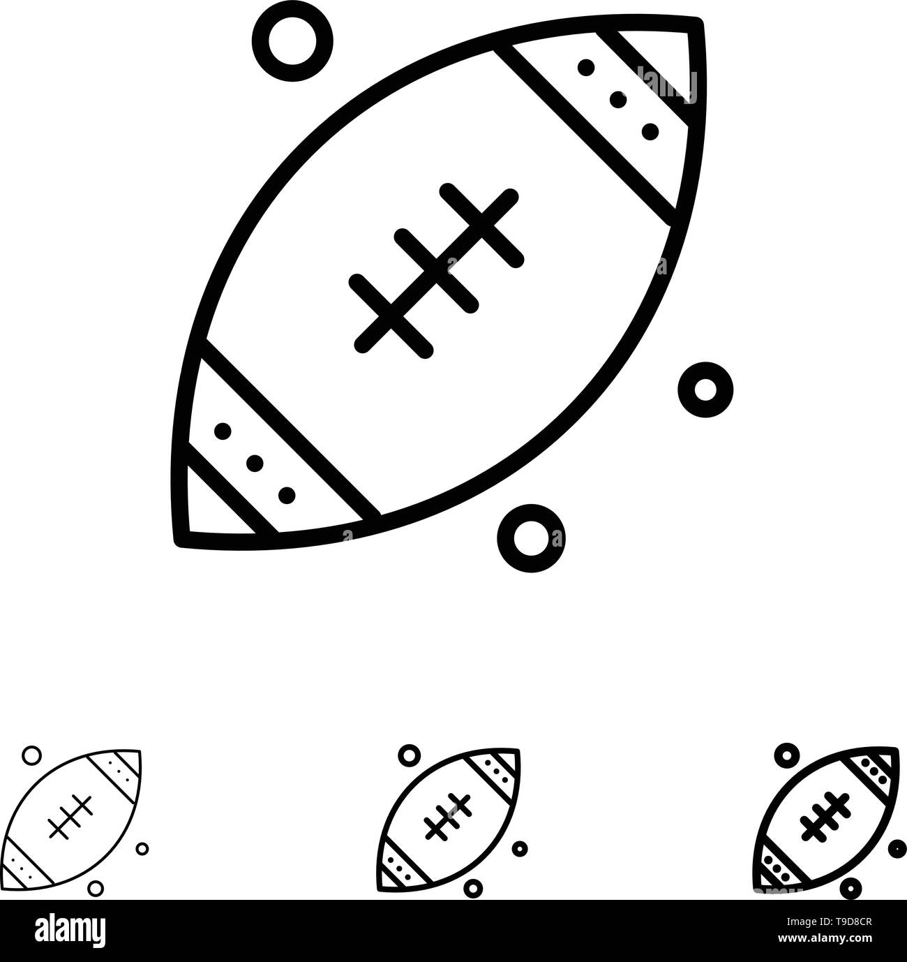 Ball, rugby, sport, Irlande Bold et fine ligne noire icon set Illustration de Vecteur