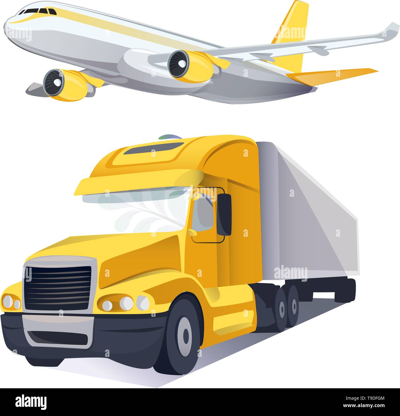 Vector Transport la logistique et le transport. Courrier rapide international services de livraison. Encre gravée l'art. Illustration de Vecteur