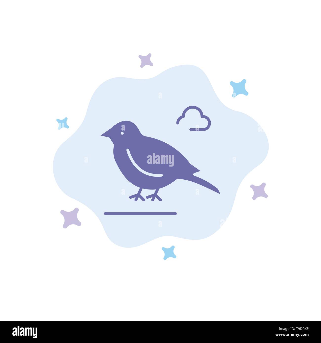 Bird, britannique, petite, Sparrow icône bleue sur fond de nuage abstrait Illustration de Vecteur