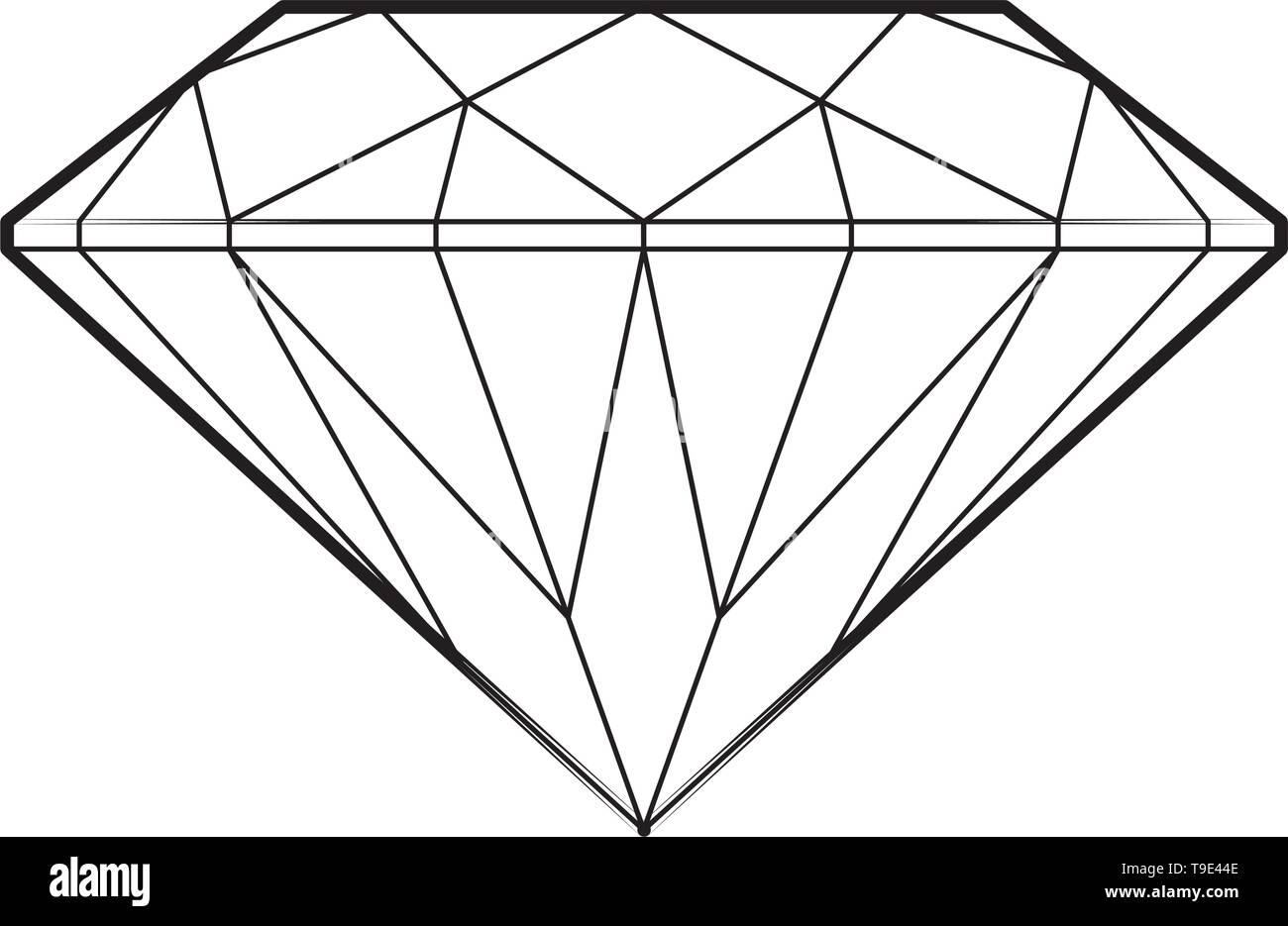Vue du côté de diamants précieux vecteur de dessin de lignes isolées. Illustration de Vecteur