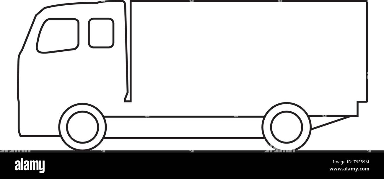 Vue côté camion dessin ligne icône vecteur isolé sur fond blanc Illustration de Vecteur