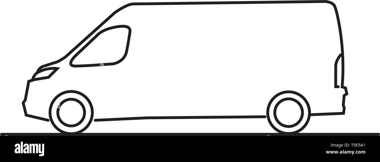 Camion de livraison dessin Vue de côté isolé sur fond blanc Illustration de Vecteur