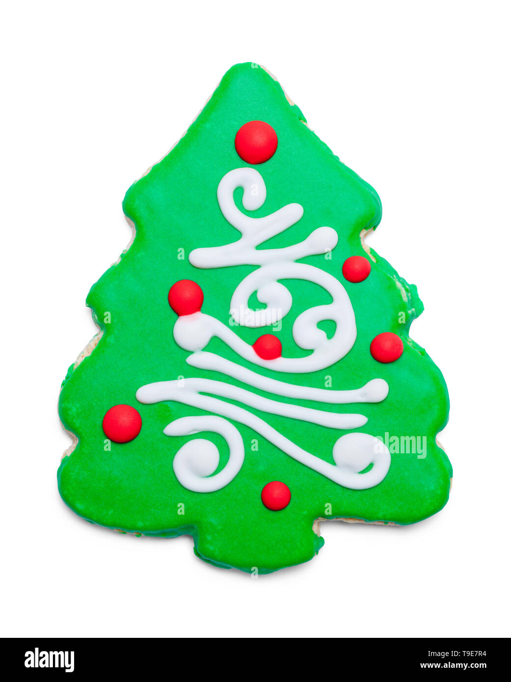 Noël vert Suger Cookie Isolalted sur fond blanc. Banque D'Images
