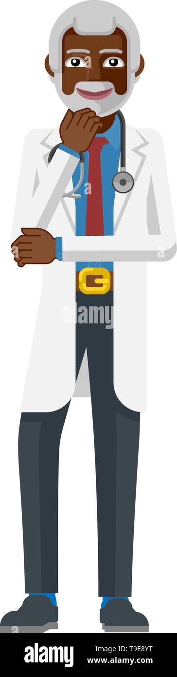 Médecin mature Cartoon Mascot Illustration de Vecteur