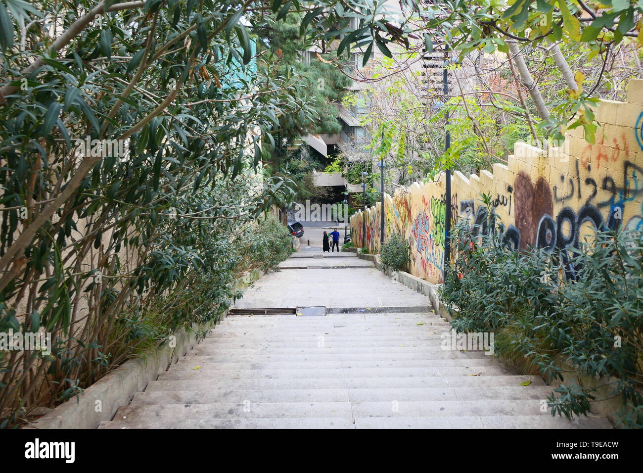 Beyrouth, LIBAN - 23 décembre 2018 : scène de rue du quartier de Hamra, à Beyrouth Banque D'Images