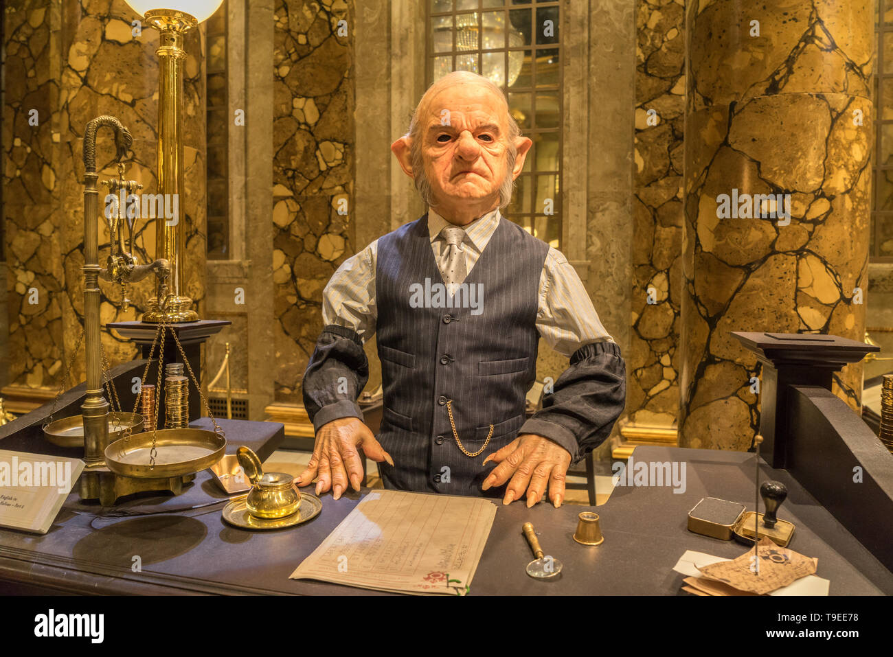 La banque Gringotts gobelin en caisse, costumes et accessoires utilisés dans la production de