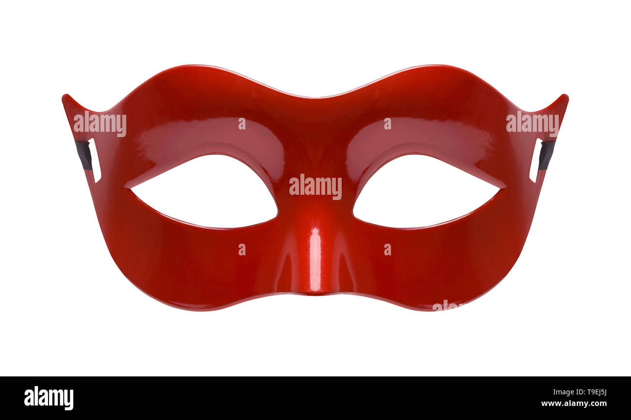 Masque Costume rouge vue avant Découper sur blanc. Banque D'Images