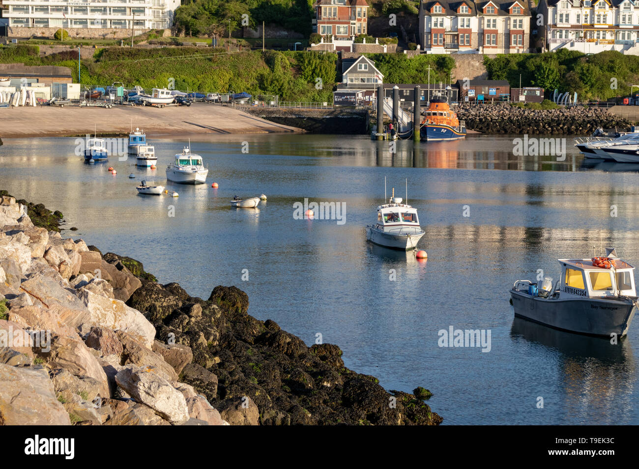 Chalutiers à perche et des bateaux de pêche à Brixham Harbour et Quayside,Angleterre,Torbay.Devon Banque D'Images