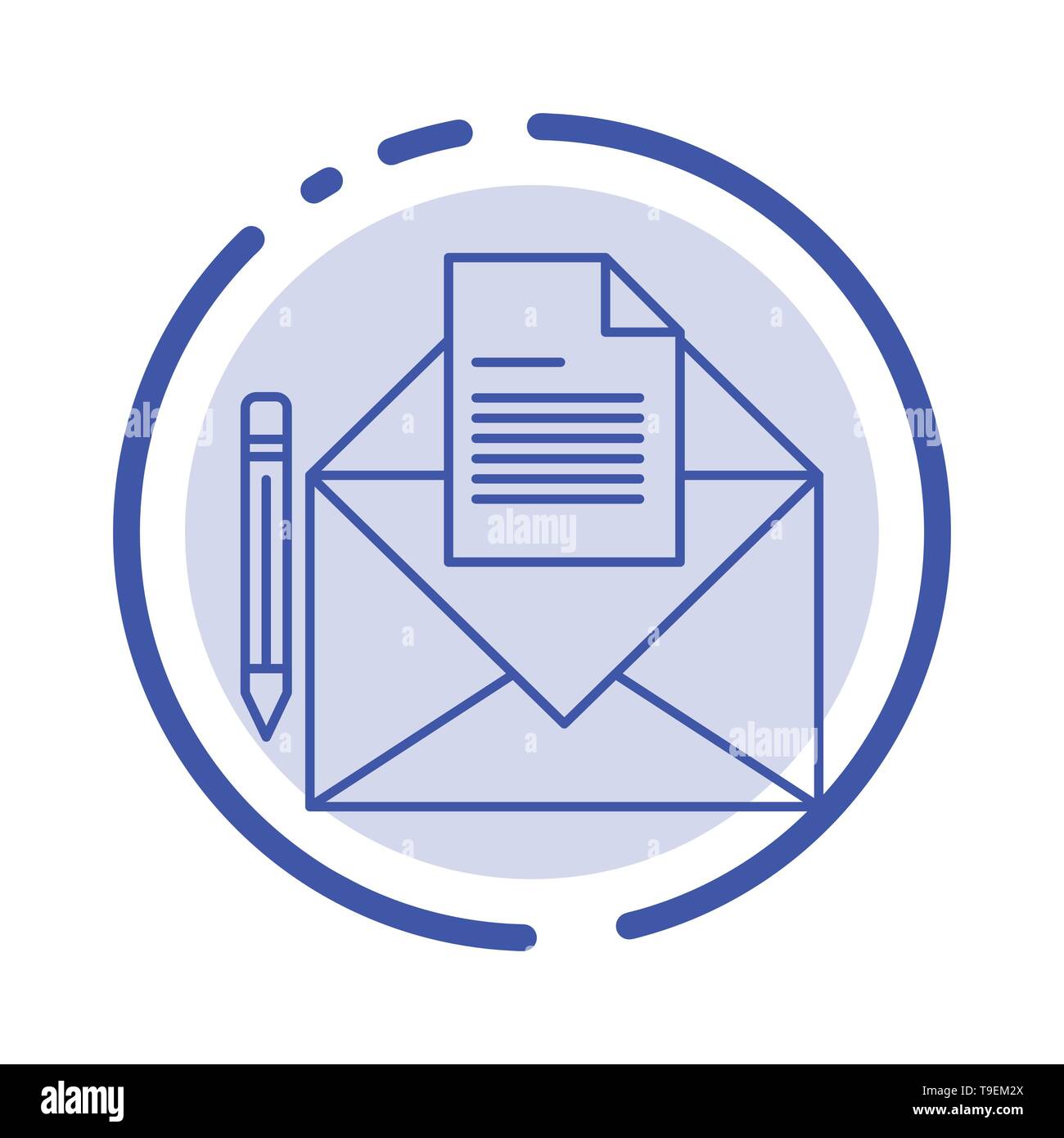 Mail, Message, fax, lettre sur l'icône de la ligne en pointillé bleu Image  Vectorielle Stock - Alamy