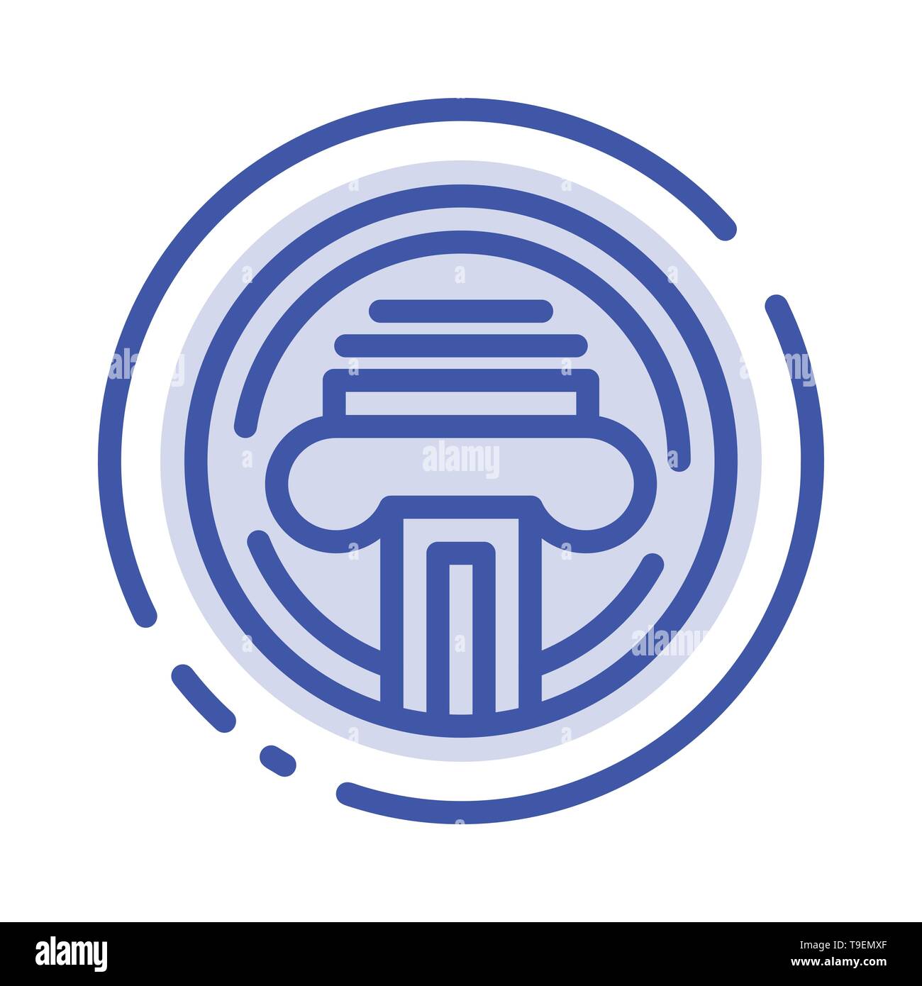 Type d'imprimante, machine à écrire, l'écrivain, l'icône de la ligne en pointillé bleu Illustration de Vecteur