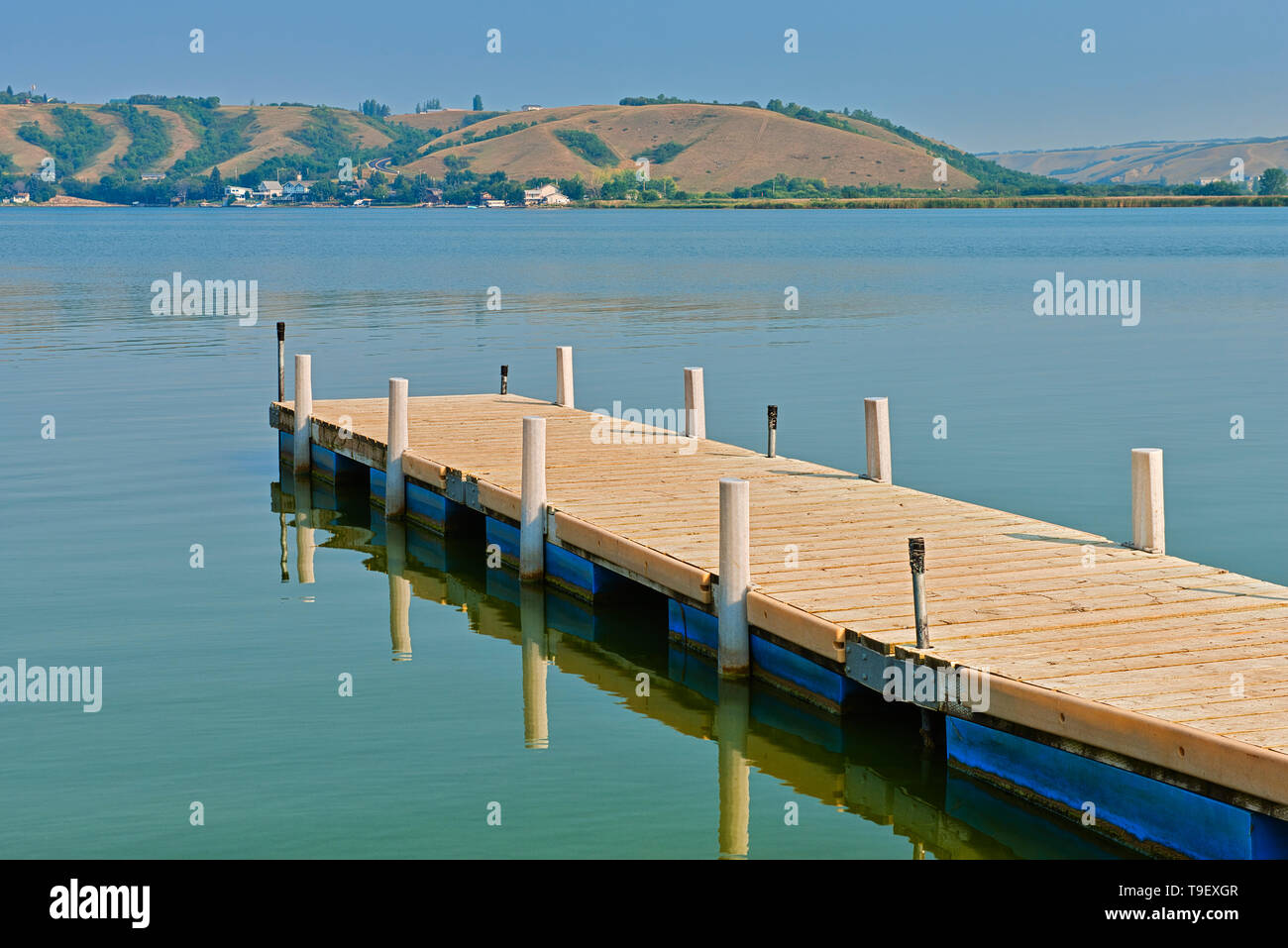 Dock sur Lake Echo Pasqua, Saskatchewan Canada Banque D'Images