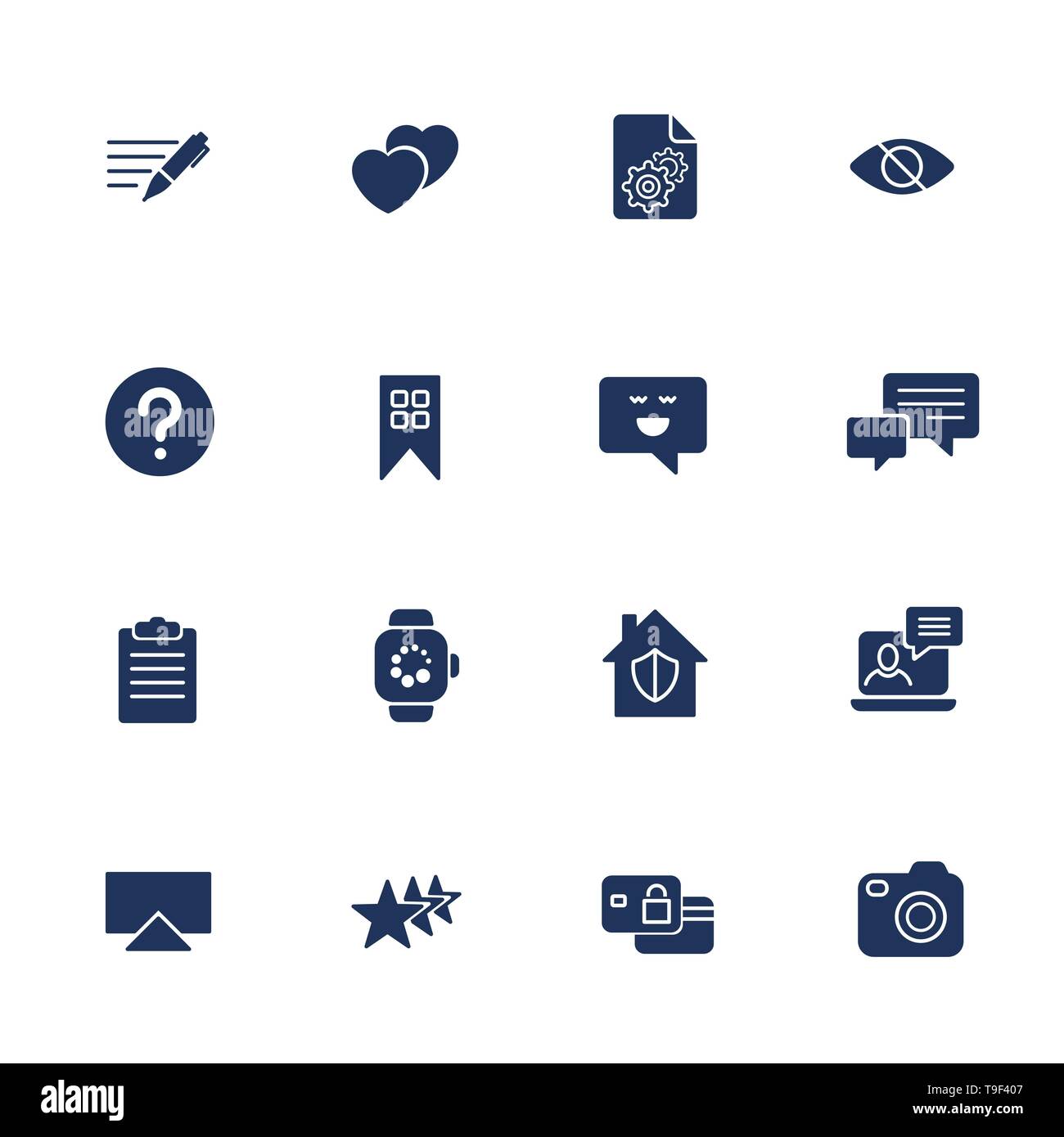 Icônes Web universel pour utilisation dans l'interface utilisateur web et mobile, l'ensemble de l'interface utilisateur de base éléments web remarque, commentaire, photo, smart watch, ordinateur portable et autres Illustration de Vecteur