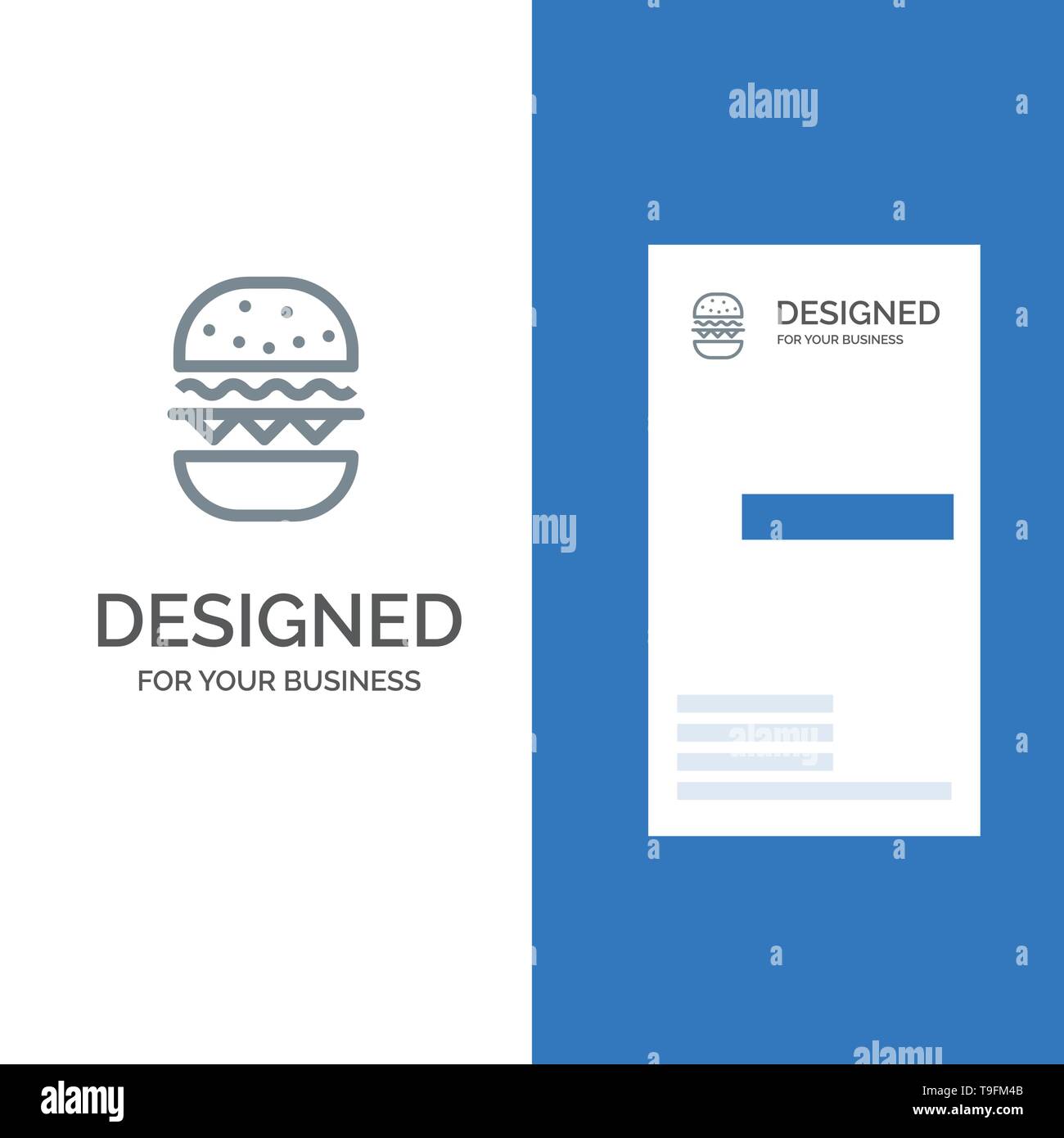 Burger, nourriture, manger, Canada conception de logo gris de carte de visite et Illustration de Vecteur