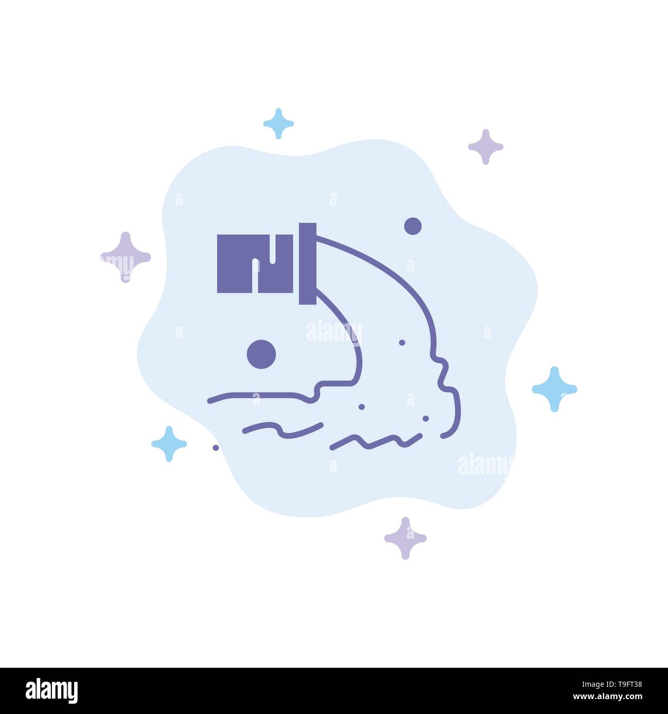 Tuyau, Pollution, eaux usées, déchets radioactifs, icône bleue sur fond de nuage abstrait Illustration de Vecteur