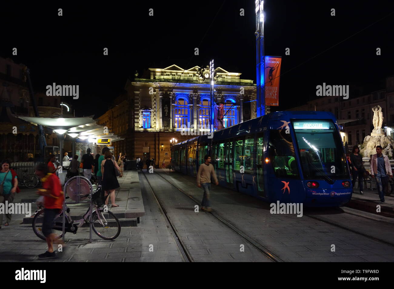 France, Montpellier, Tramway Linie 1, Comedie Banque D'Images