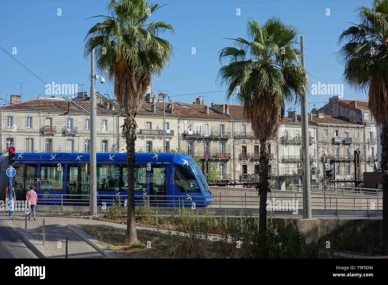 Montpellier, Tramway, Linie 1, Du Guesclin Banque D'Images