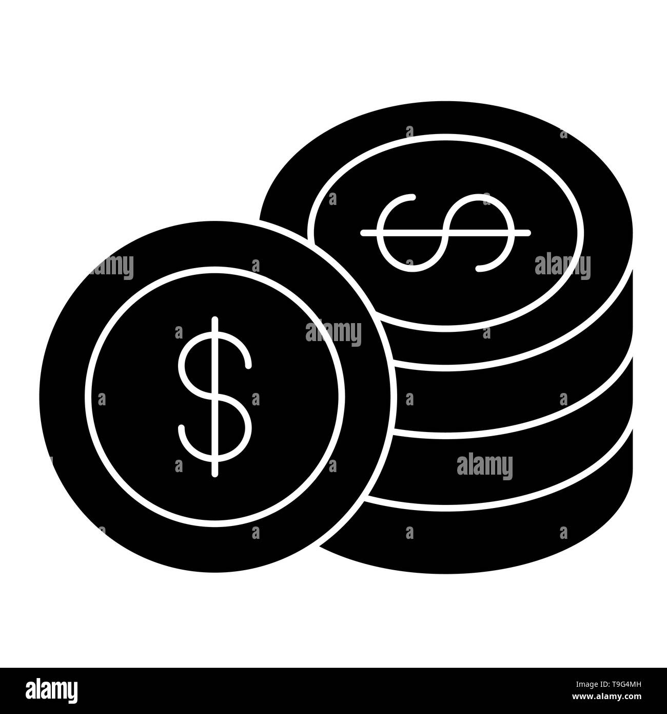 L'icône de pièce, Vector illustration, les contours Banque D'Images