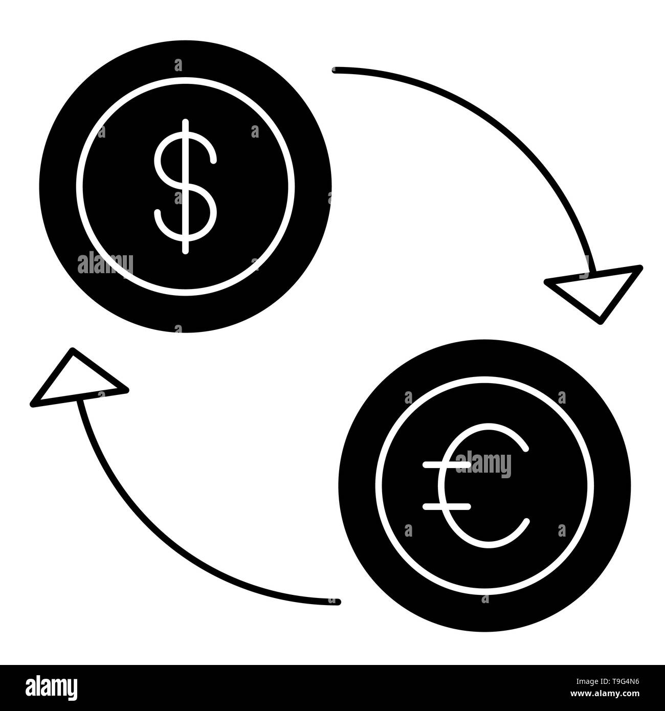 Taux de change, l'icône illustration vectorielle, les contours Banque D'Images