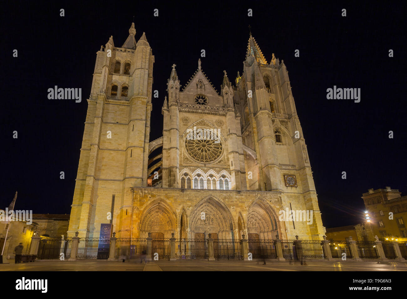 Cathédrale gothique de Leon. Castilla y Leon, Espagne Banque D'Images