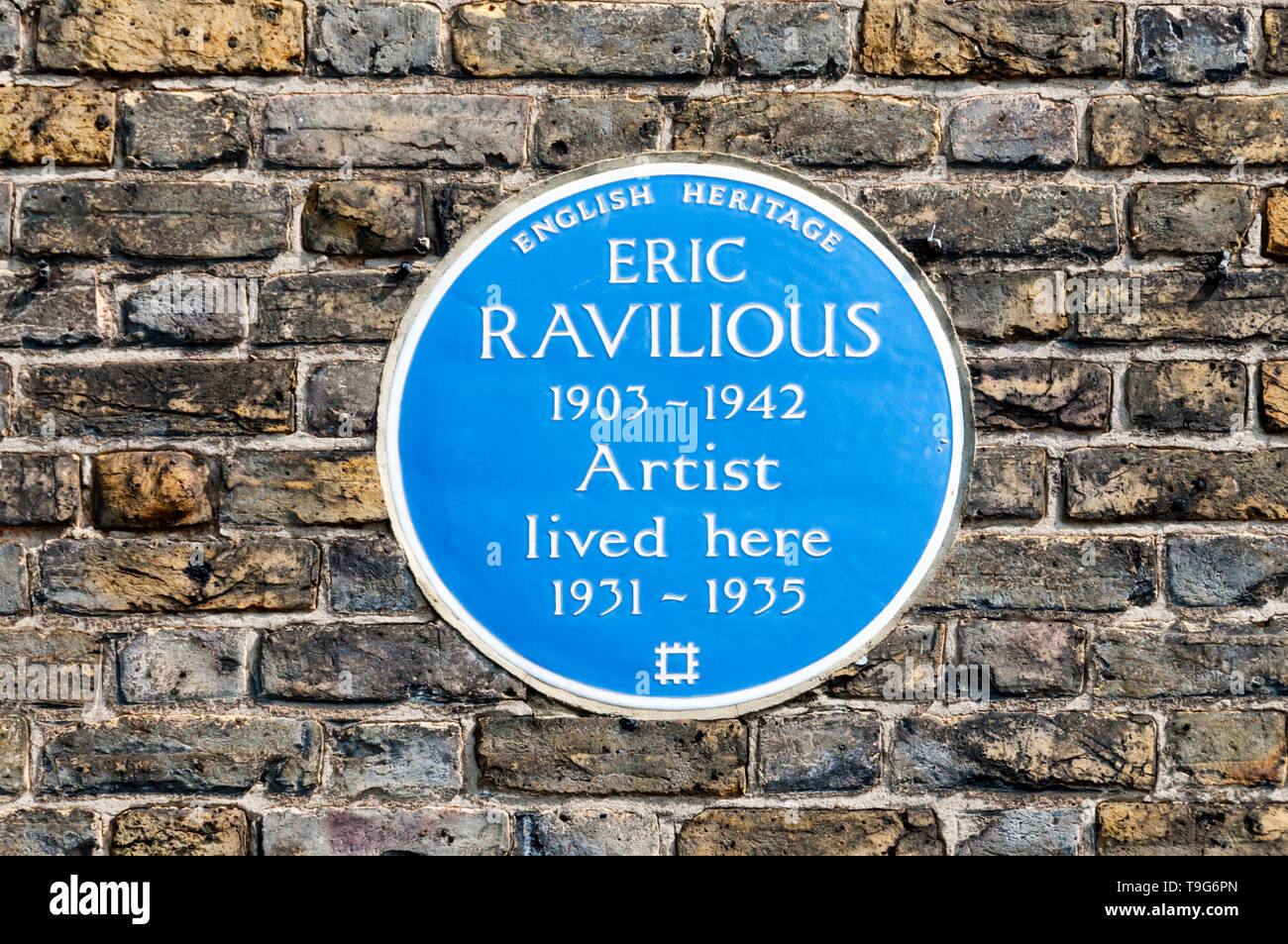 Blue plaque sur la maison habitée par l'artiste Eric Ravilious au Upper Mall, Hammersmith. Banque D'Images