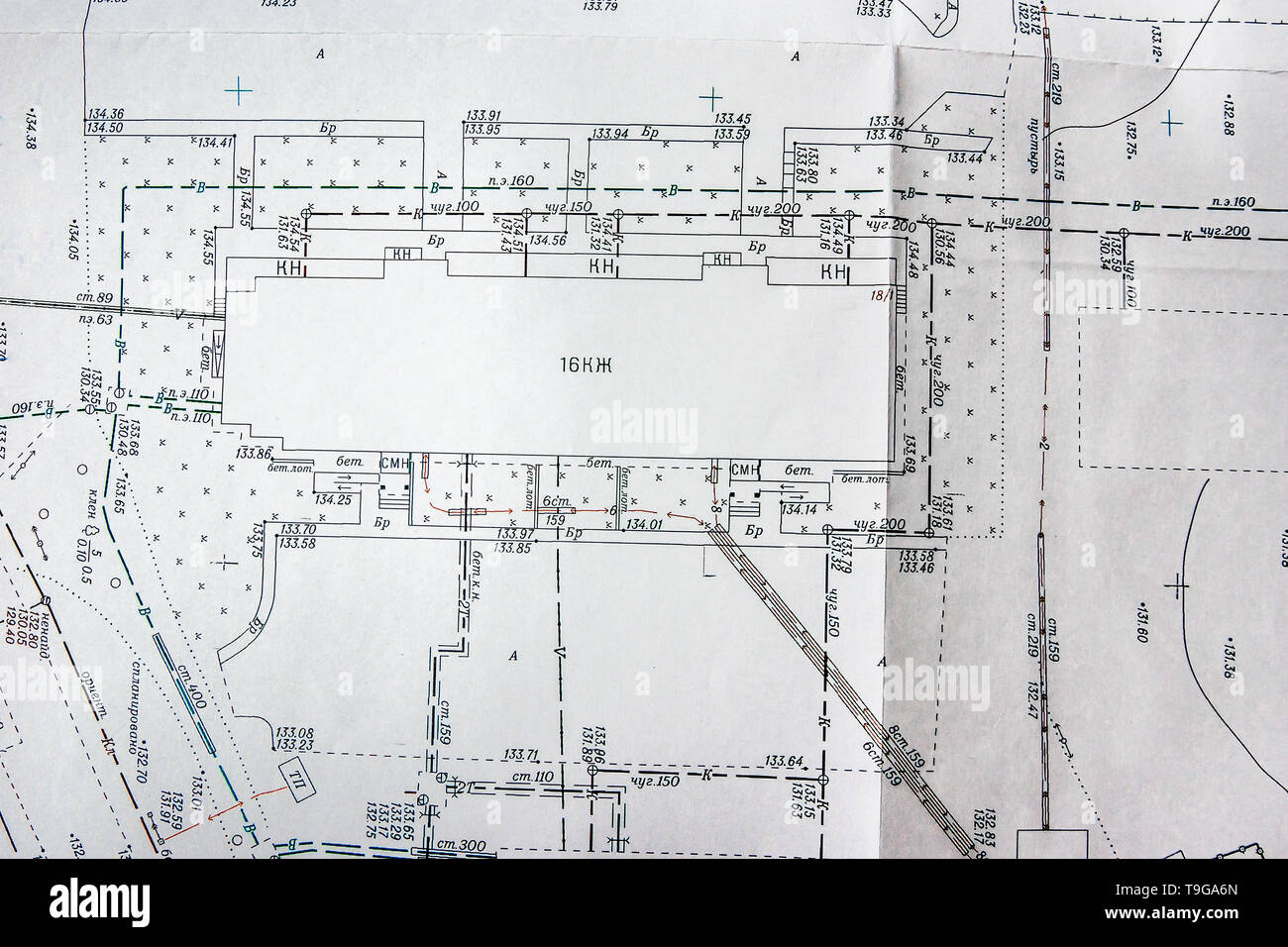 Plan topographique de la région, la position relative des bâtiments et des communications sur le terrain Banque D'Images