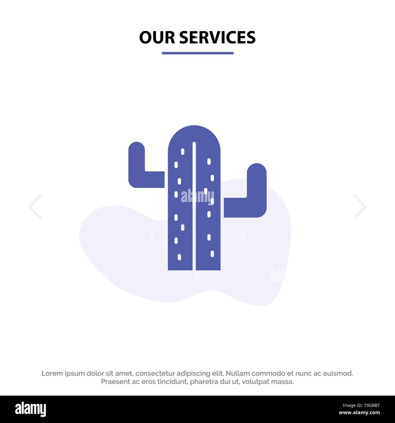 Nos Services Cactus, USA, Amérique Centrale, icône glyphe solide modèle de carte Web Illustration de Vecteur