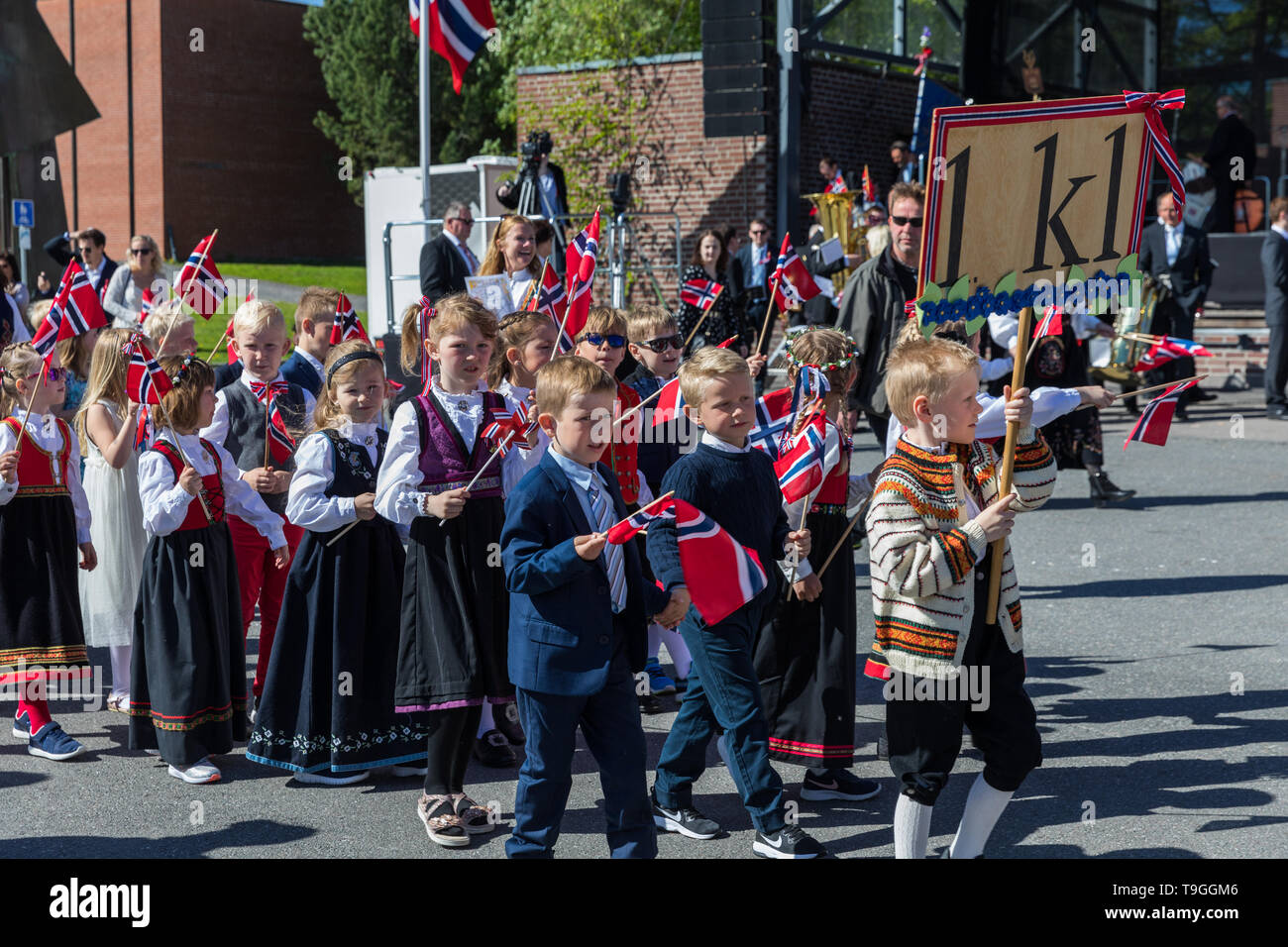 17 mai Jour de la Constitution norvégienne à Sandefjord célébrations Banque D'Images