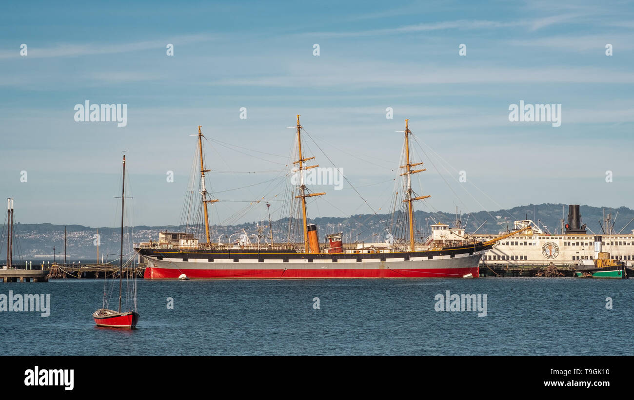 04-24-2019. United States of America.trois-mâts navire dans le San Francisco Maritime National Historical Park. San Francisco, Californie, USA. Banque D'Images