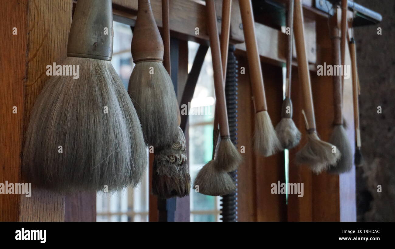 Pinceaux de Frida Kahlo. La maison de Frida Kahlo. La ville de Mexico, Mexique. Banque D'Images