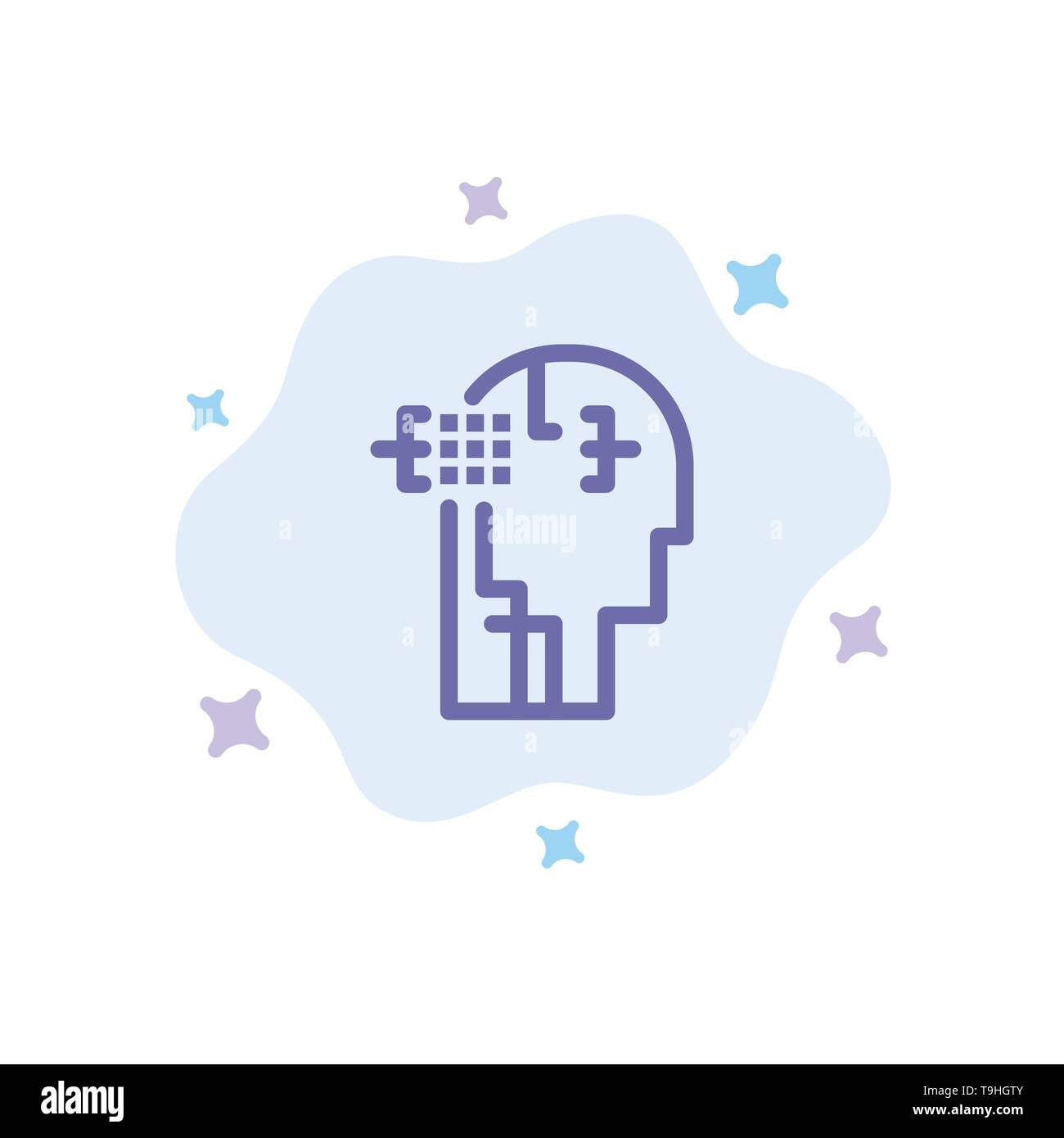 L'artificiel, les droits de l'homme, tête, icône bleue sur fond de nuage abstrait Illustration de Vecteur