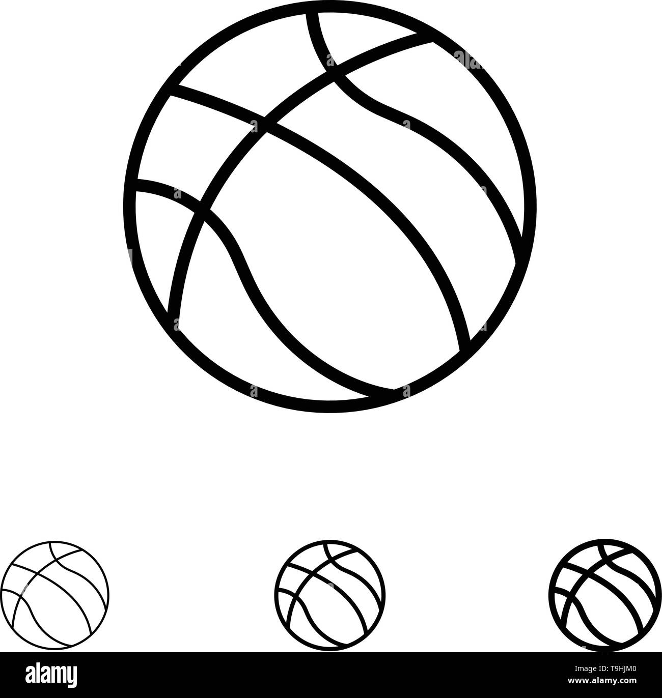Ball, basket-ball, NBA, Sport Bold et fine ligne noire icon set Illustration de Vecteur