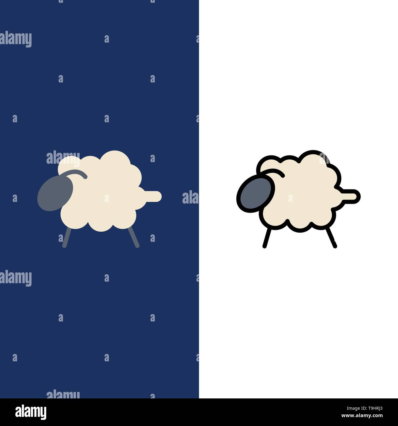 L'agneau, le mouton, la laine, les icônes de Pâques. Télévision et ligne rempli Icon Set vector Blue Background Illustration de Vecteur