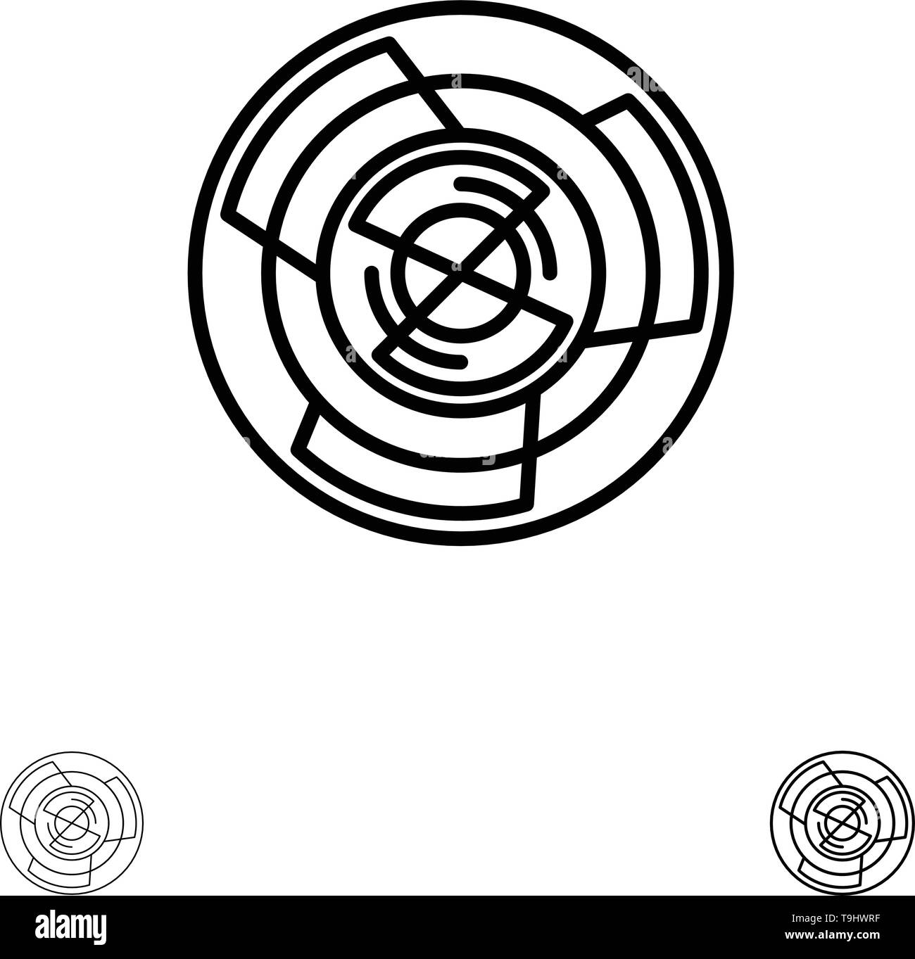 La complexité, l'entreprise, défi, concept, labyrinthe, labyrinthe, Logique Bold et fine ligne noire icon set Illustration de Vecteur