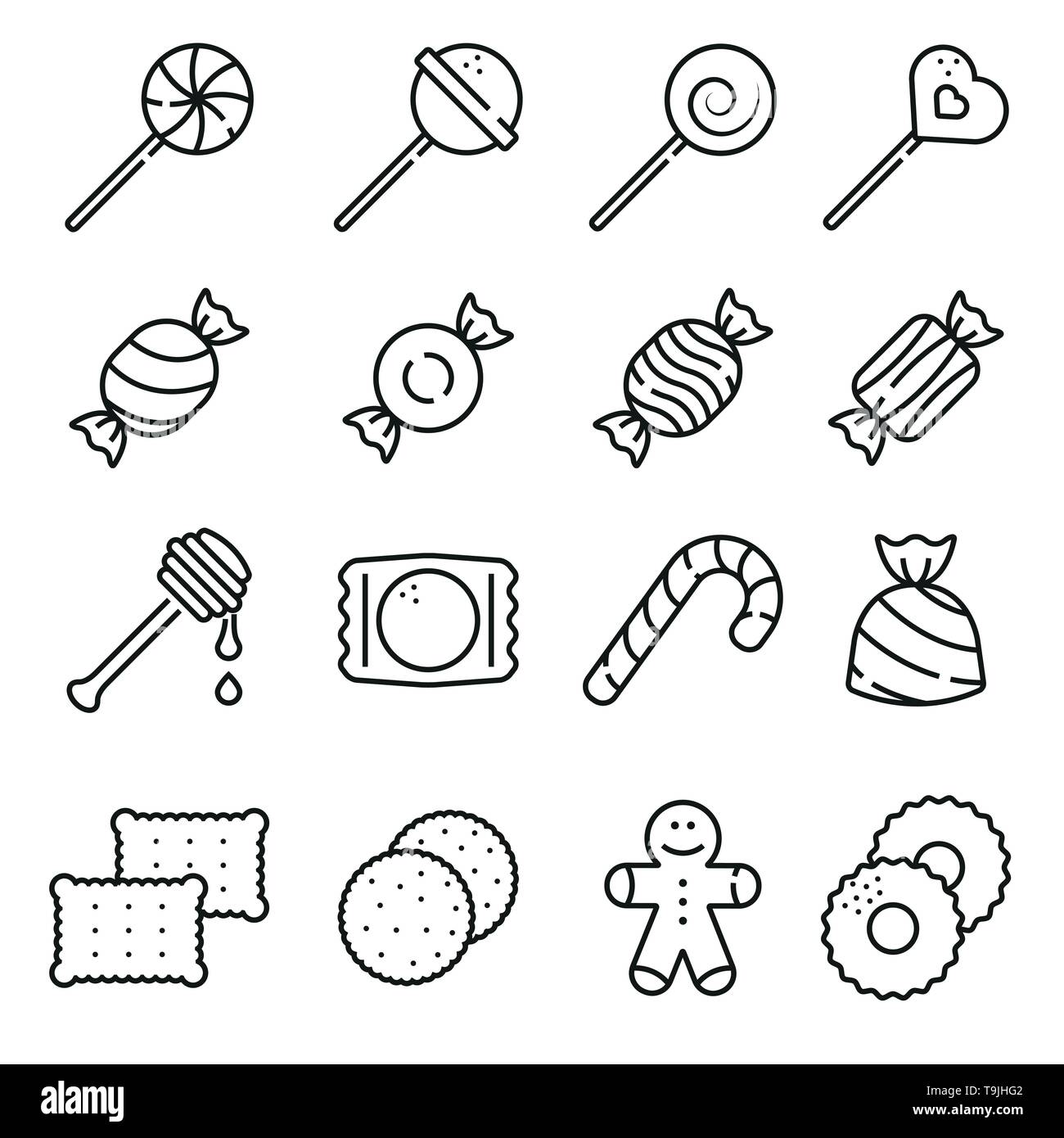 Les sucreries et bonbons ligne icon set icon set Illustration de Vecteur