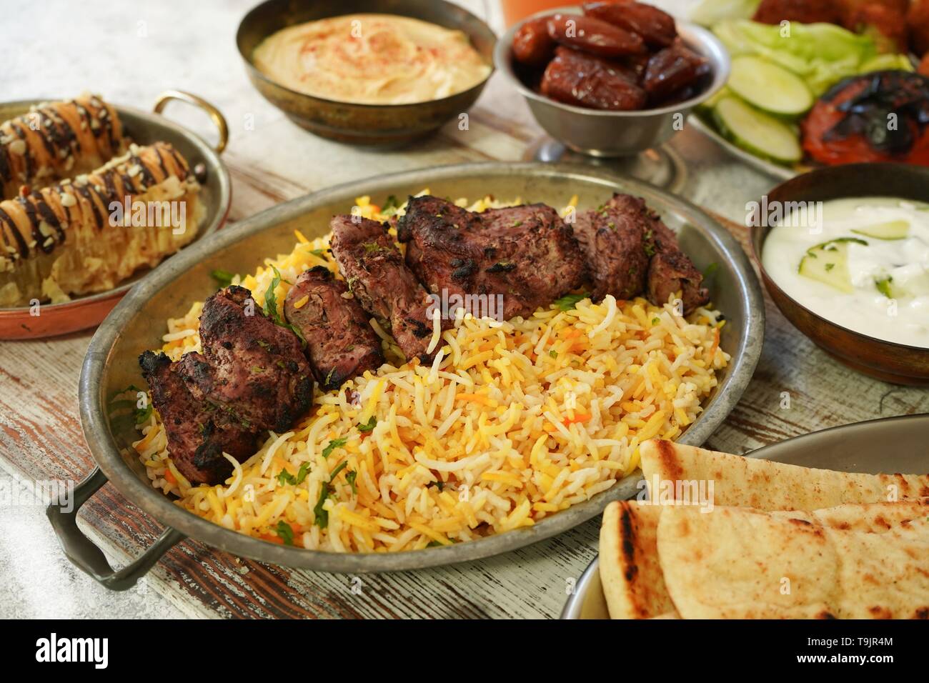 Fête du Ramadan Iftar /dîner alimentaire composition, selective focus Banque D'Images