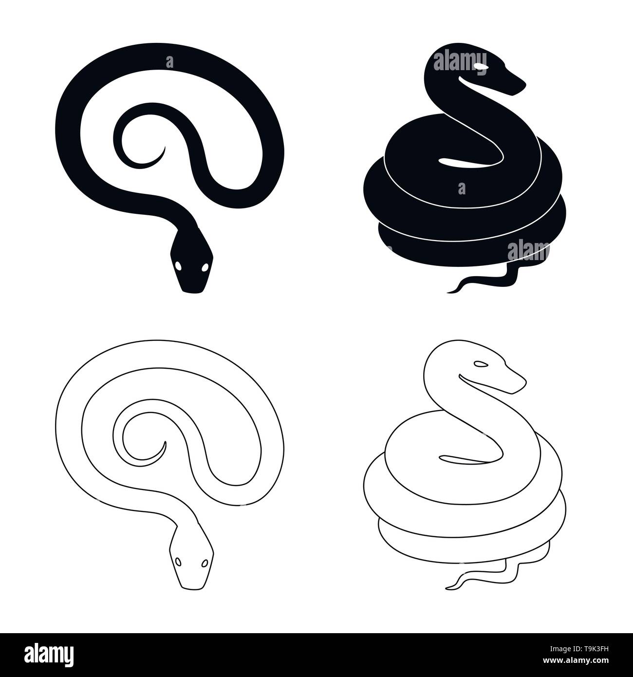 ,Serpent python,corail,rouge,animal,Black,blanc,vert,jungle,viper anaconda serpent,la queue,,royal,mammifère,nature,danger,médecine,poison,,le mal,mal,bouchée,peau,reptiles,set,icône,,illustration,collection,isolé,design,graphisme,élément,signe, vecteurs vecteur , Illustration de Vecteur