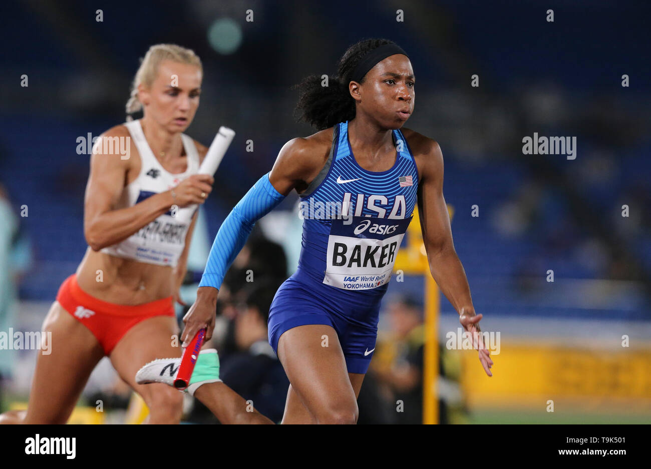 YOKOHAMA, Japon - 10 MAI : Olivia Baker de l'USA dans le 4x400m relais au cours de la journée 1 2019 championnats du monde Championnats du relais au Nissan Stadium le samedi 11 mai 2019 à Yokohama, au Japon. (Photo de Roger Sedres pour l'IAAF) Banque D'Images