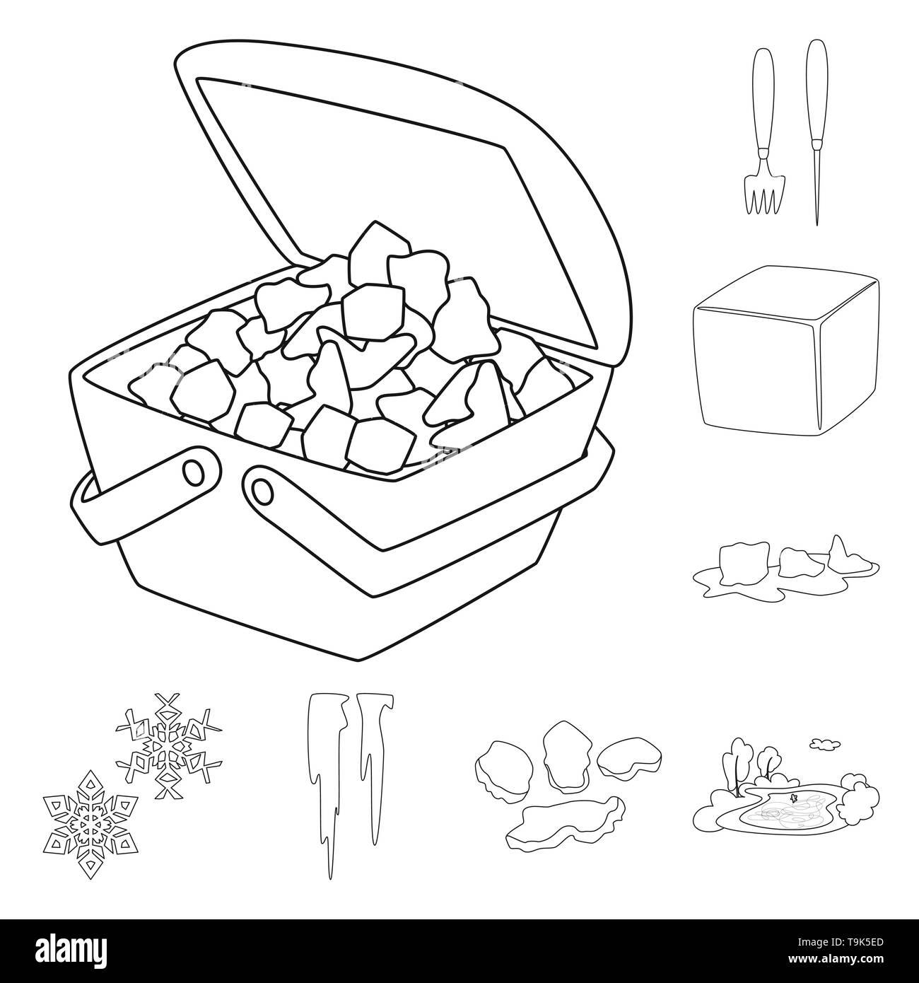 Réfrigérateur,cube,couteau,flocon,icicle,éclats,étang,fourche,glace,belle,instruments,liquide translucide,Noël,hiver,cristal,,forêt,piece,block,blanc,janvier,nature,cuisine,Accueil,glacier,bleu,neige,humide,propre,carré,pureté,texture,congelés,froid,transparent,gel,set,eau,vector icon,illustration,collection,isolé,design,graphisme,élément signe,ligne,plan,vecteurs vecteur , Illustration de Vecteur