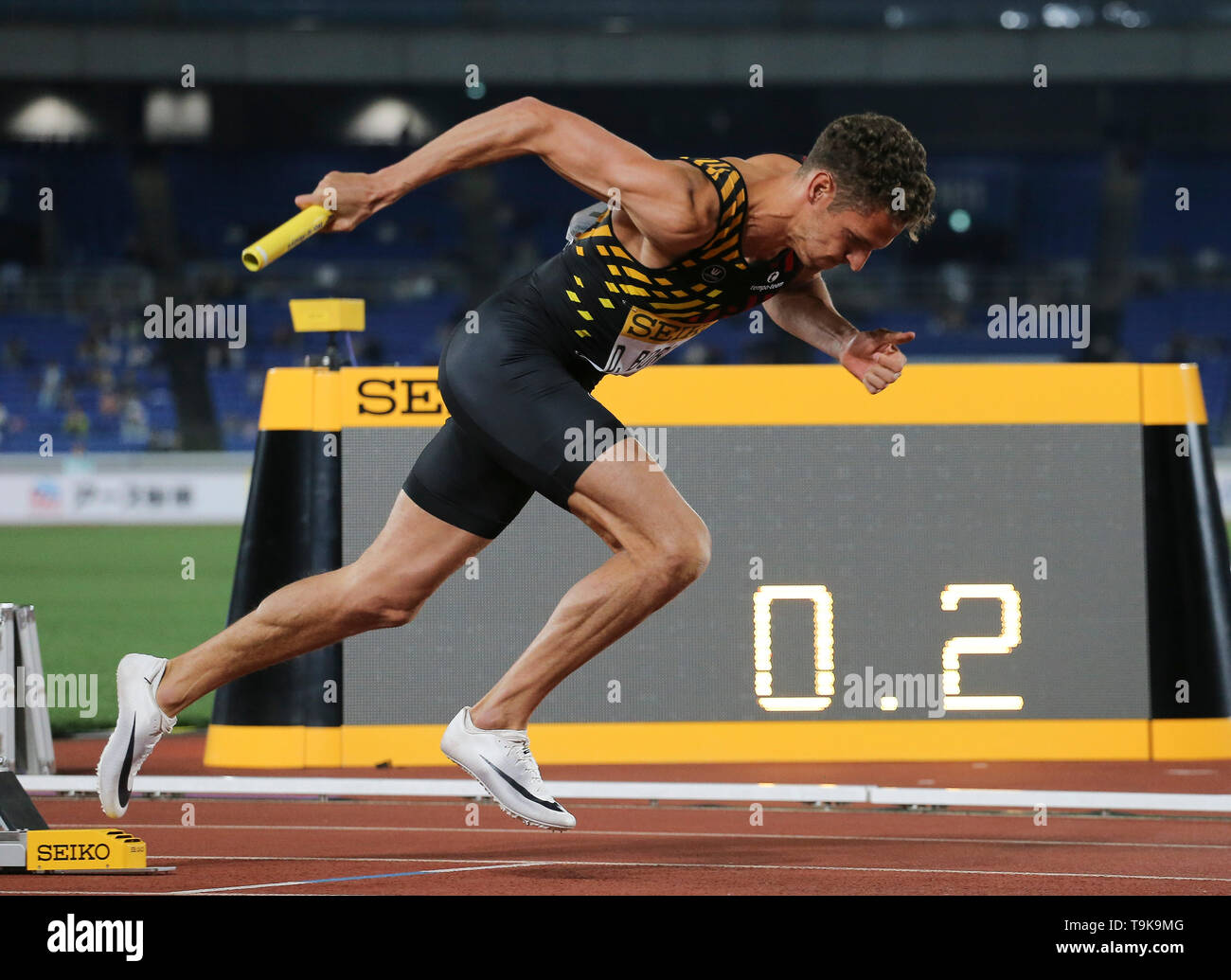 YOKOHAMA, Japon - 10 MAI : Dylan Borlée de Belgique à la mens 4x400m relais au cours de la journée 1 2019 championnats du monde Championnats du relais au Nissan Stadium le samedi 11 mai 2019 à Yokohama, au Japon. (Photo de Roger Sedres pour l'IAAF) Banque D'Images