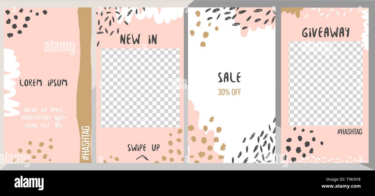 Ensemble de modèles pour des histoires avec place pour la photo Illustration de Vecteur