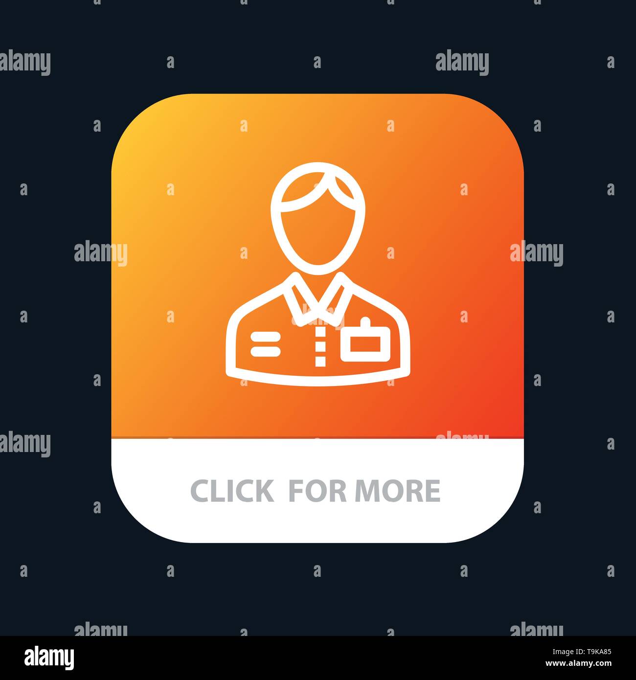 Chasseur, Groom, portier, hôtel, Service Mobile App Bouton. Version en ligne Android et IOS Illustration de Vecteur