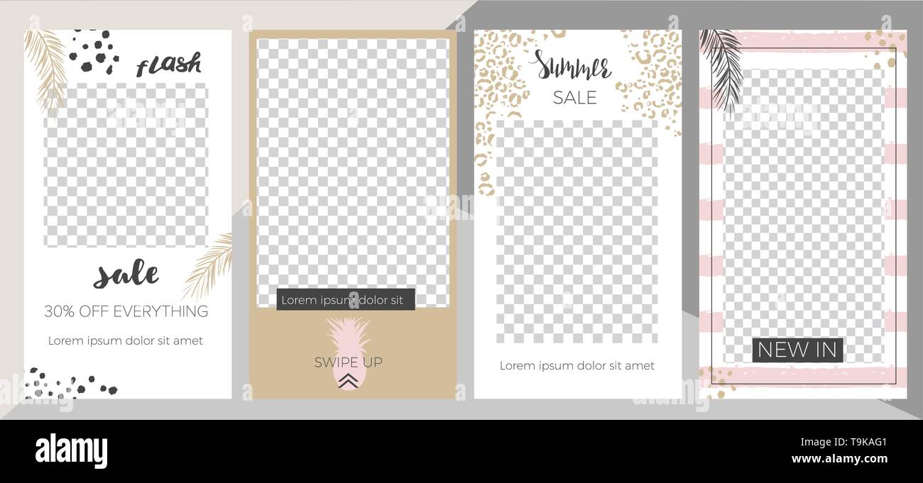 Ensemble de modèles pour des histoires avec place pour la photo Illustration de Vecteur