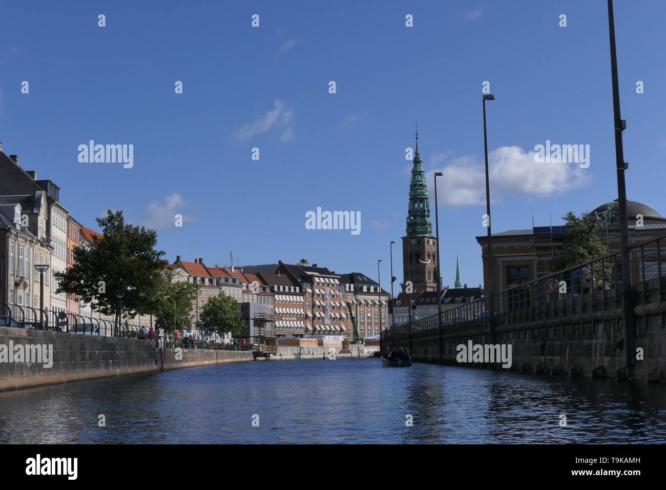 Copenhague, Danemark - 26 août 2018 : l'Nikolaj Contemporary Art Center, l'ancienne église Saint Nicolas Banque D'Images