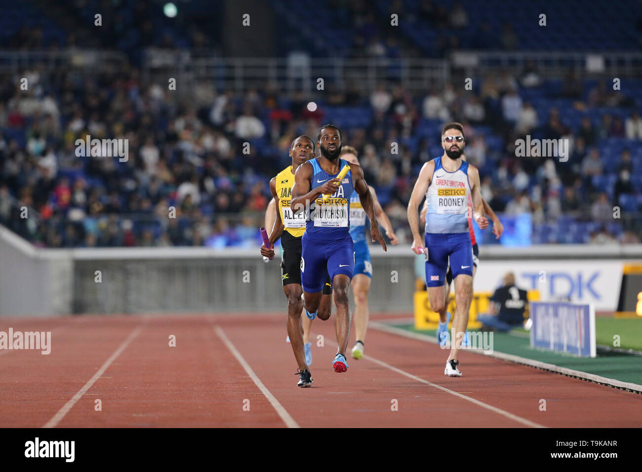 YOKOHAMA, Japon - 10 MAI : i'Von Hutchison dans la mens 4x400m relais au cours de la journée 1 2019 championnats du monde Championnats du relais au Nissan Stadium le samedi 11 mai 2019 à Yokohama, au Japon. (Photo de Roger Sedres pour l'IAAF) Banque D'Images