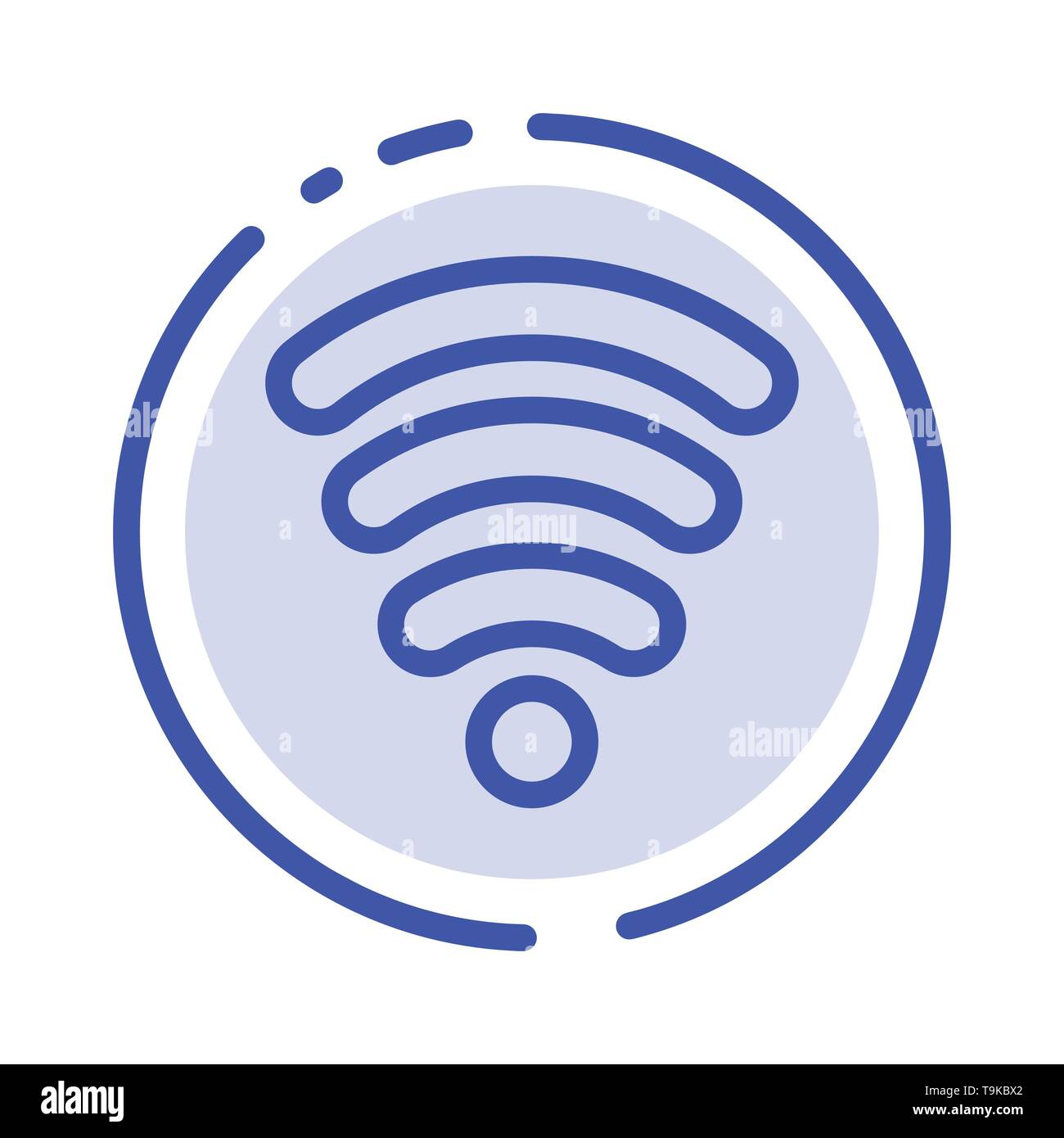 Connexion Wi-Fi au réseau local, services, bleu de l'icône de la ligne en pointillé Illustration de Vecteur
