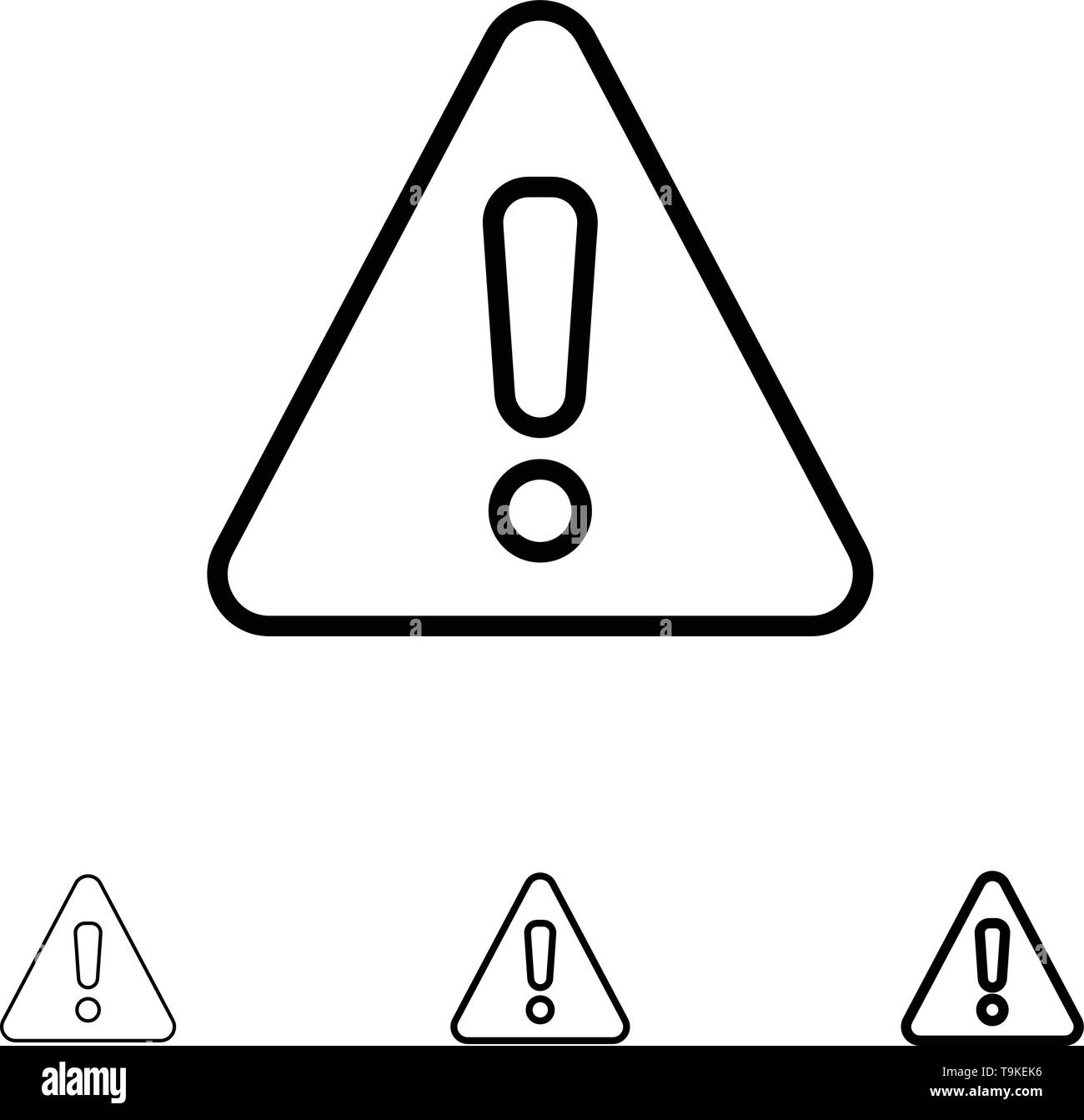 Alerte, Danger, Avertissement, signe Bold et fine ligne noire icon set Illustration de Vecteur