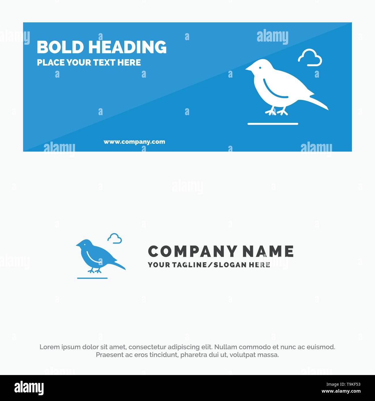 Bird, britannique, petite, Sparrow Icône solide bannière et Logo d'entreprise Site web Template Illustration de Vecteur