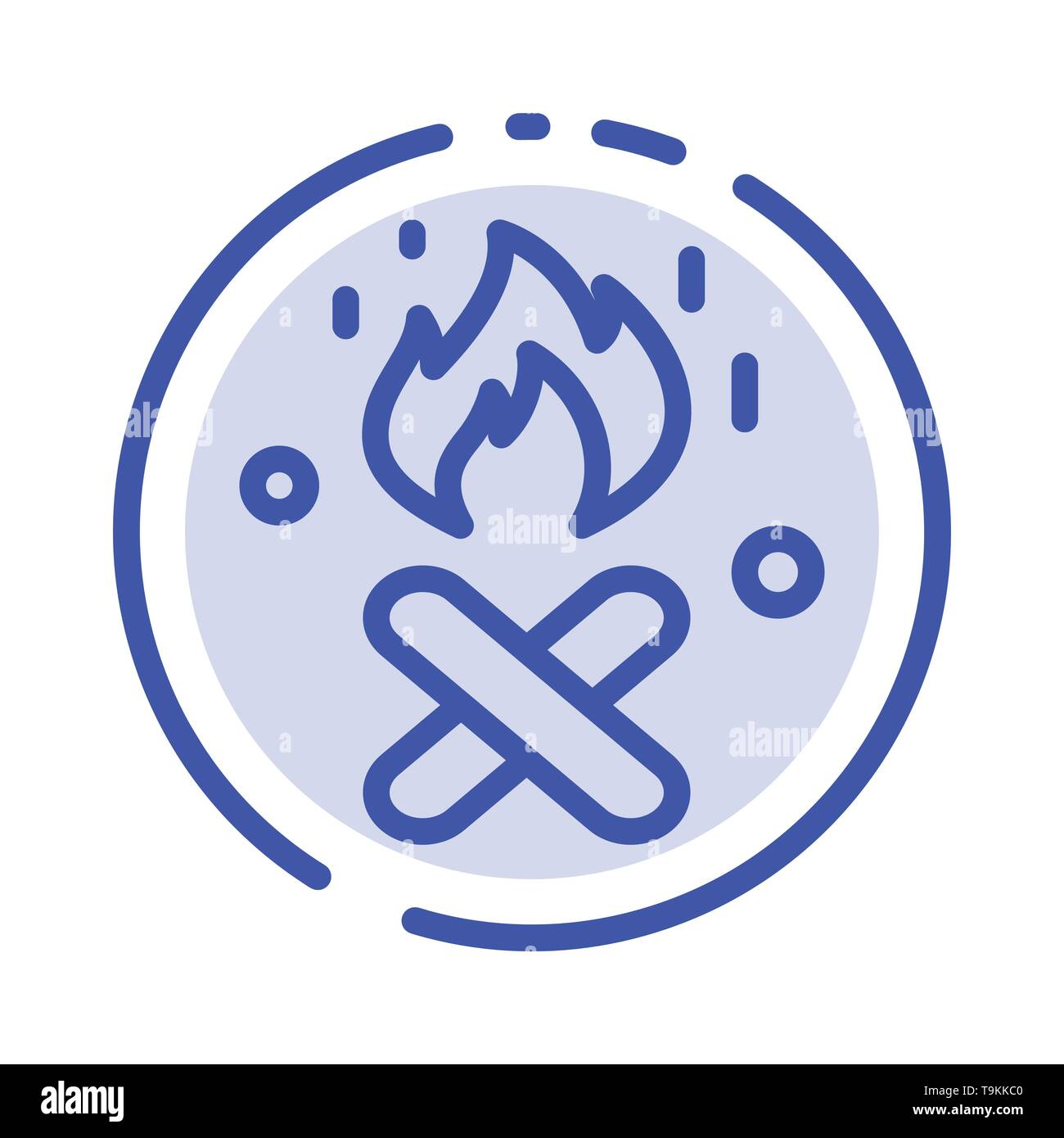 Fire, Fire Place, le Canada l'icône de la ligne en pointillé bleu Illustration de Vecteur