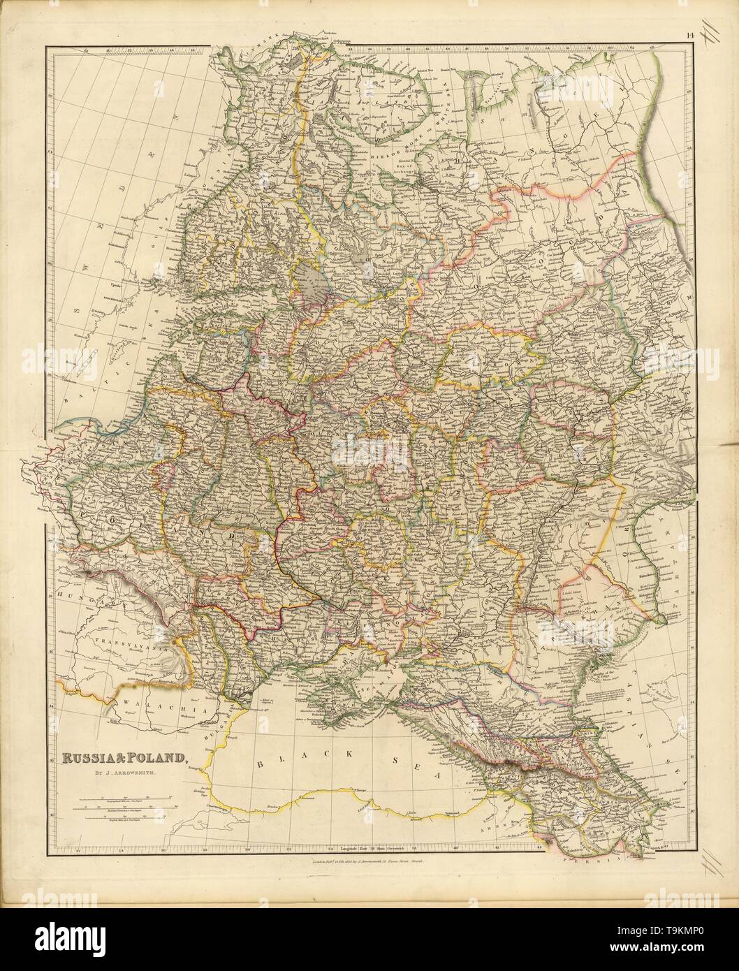 Carte de la Russie et de la Pologne. Musée : collection privée. Auteur : JOHN ARROWSMITH. Banque D'Images